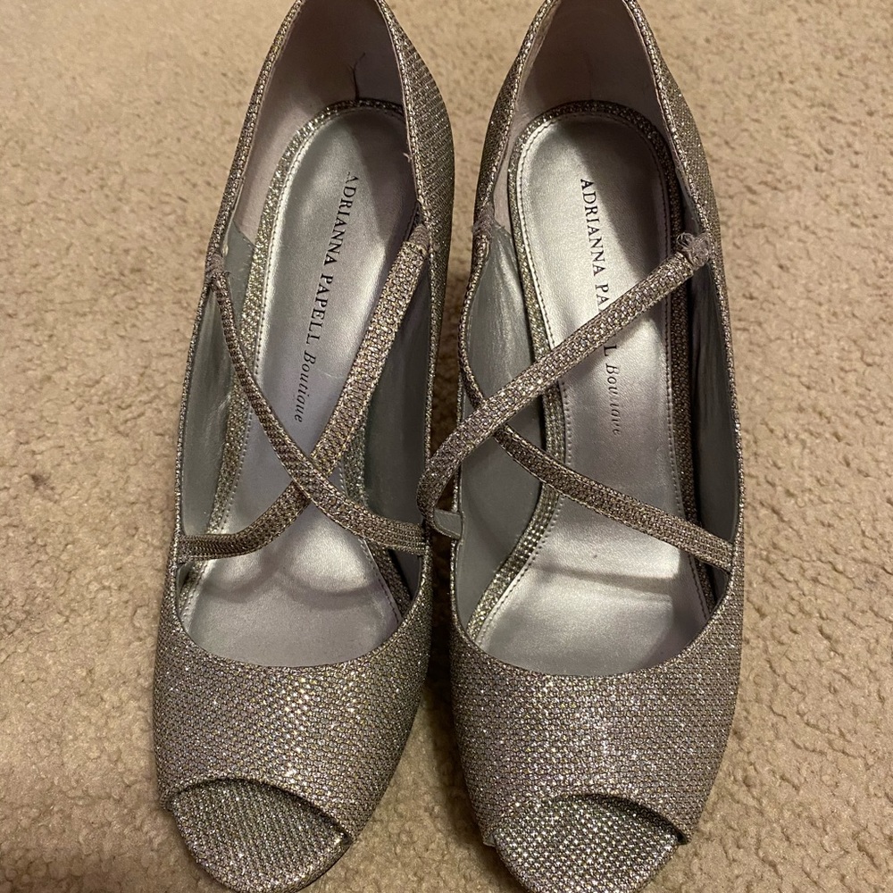 Silver Adrianna Papell Sparkley Heels